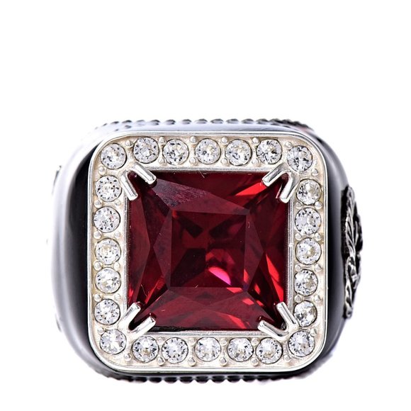 Gucci GG Crystal-embellished Signet Ring in Red - Picture 1 of 15